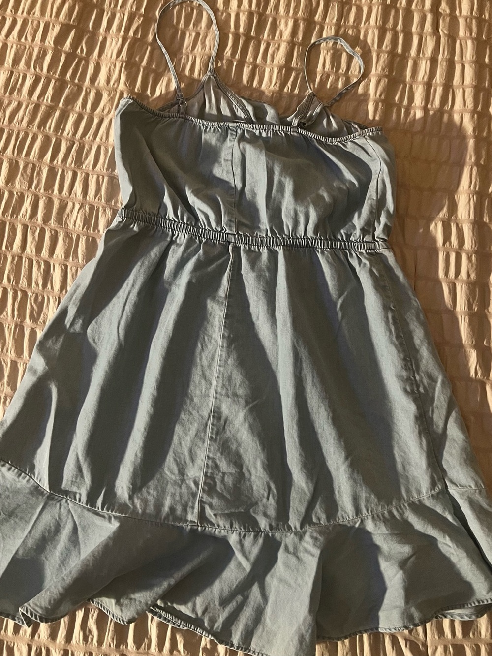 Express Light Blue Ruffle Wrap Mini Dress - Picture 4 of 5